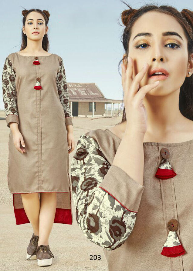 Fancy Printed Kurti Saree - Cotton, Size L/xl | Multi Color, Bollywood Style, Unique Handcrafted Design