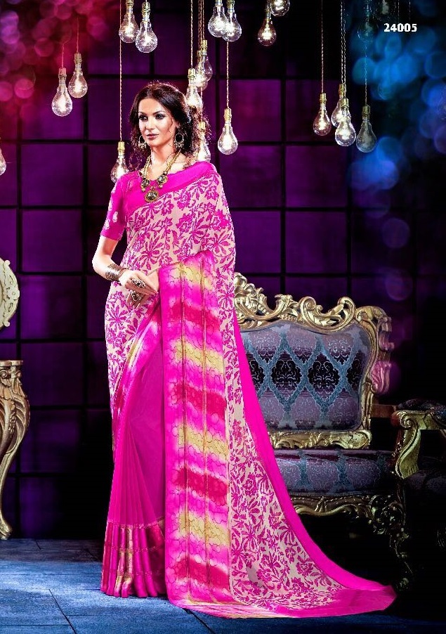 Multi Satin Printed Saree