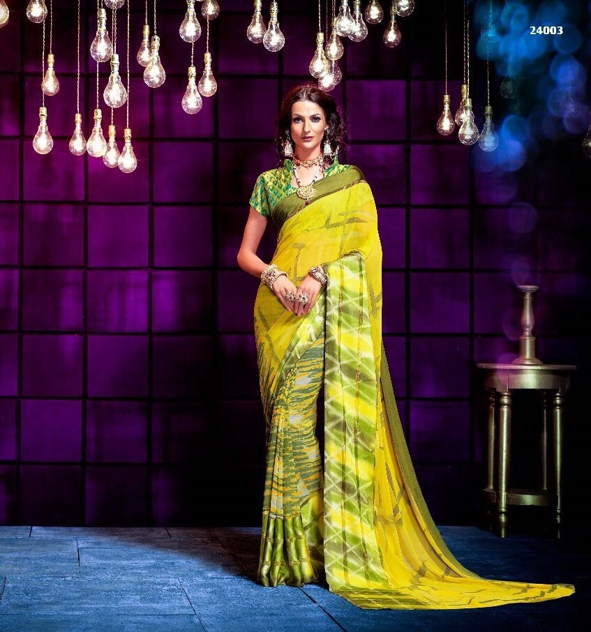 Multi Satin Printed Saree