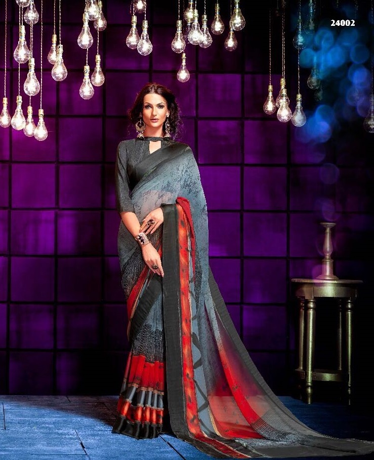 Multi Satin Printed Saree