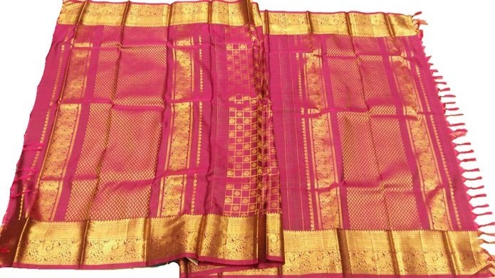 Pink Handloom Kanjeevaram Pure Silk Dupatta Decoration Material: Paint