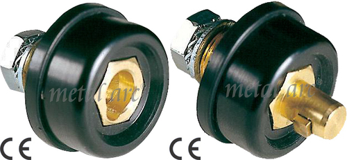 Machine Plug And Socket 200 Amps - Brass Material, 10-35 mm2 Size, Black Rubber Jacket | Easy Installation, Cable Lug Connection, Crack Proof