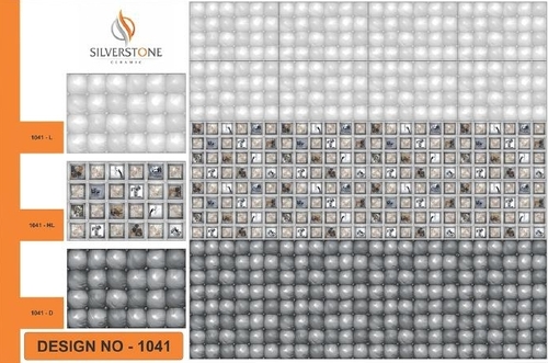 Ceramic Tiles - 10x15 Inches, Glossy Gray with Glazed Finish, 8-10 mm Thickness for Exterior Wall Use