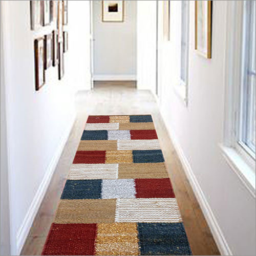 Natural Jute With Metallic Runner - Hand Woven Design, Any Size, Customized Color | Anti-Slip, Washable, Water Absorbent for Home and Outdoor Use