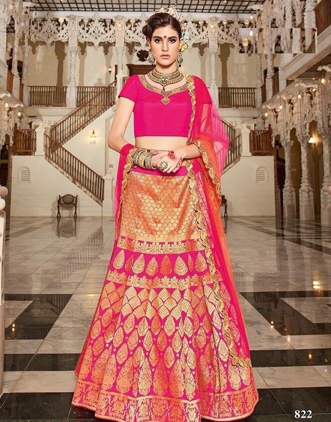 Banarasi Jacquard And Fancy Border Dupatta Lehenga