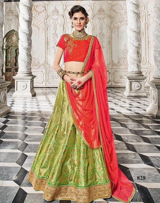 Banarasi Jacquard And Fancy Border Dupatta Lehenga