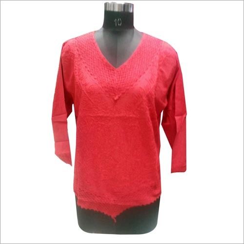 Cotton Red Kurti For Ladies