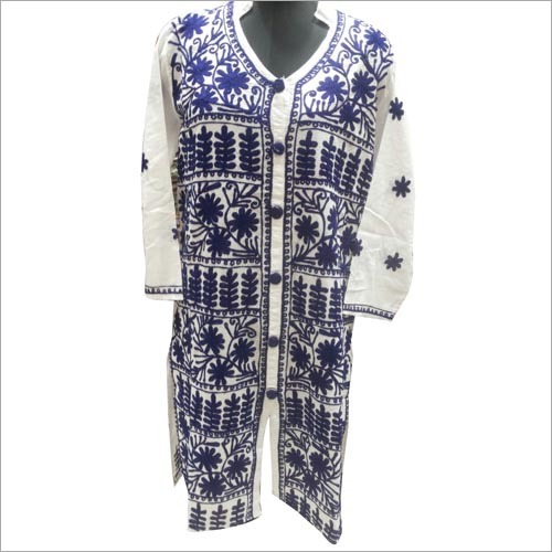 White And Blue Women Kurti