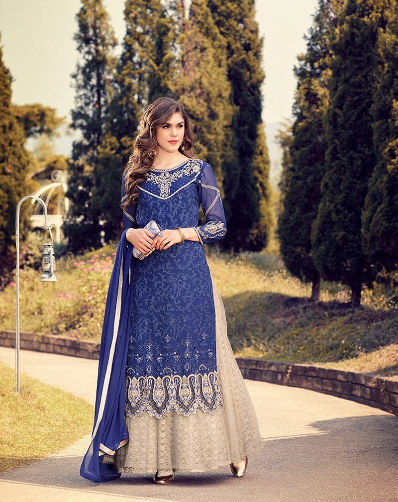 Pakistani Suit - Georgette & Nazneen Fabric, Customized Up To 42 Inches | Embroidered Pattern, Hand Embroidery, Multi-seasonal Style