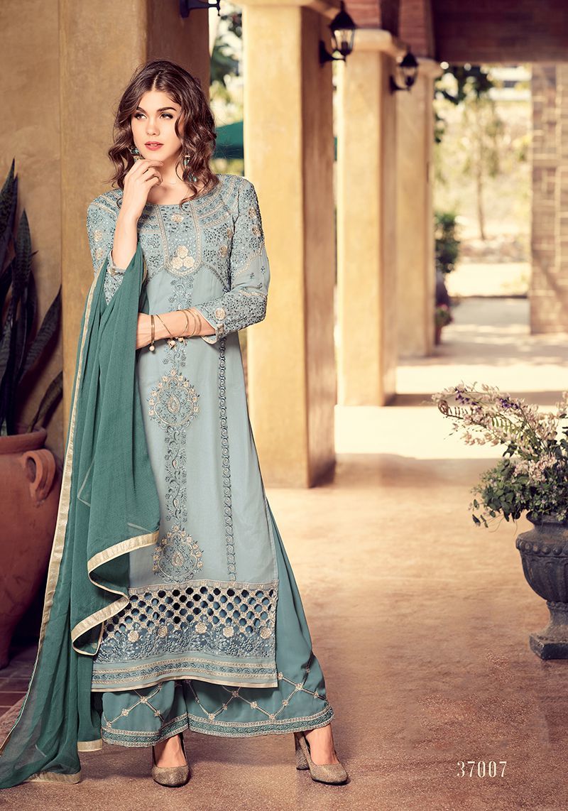 Pakistani Suit - Georgette & Nazneen Fabric, Customized Up To 42 Inches | Embroidered Pattern, Hand Embroidery, Multi-seasonal Style