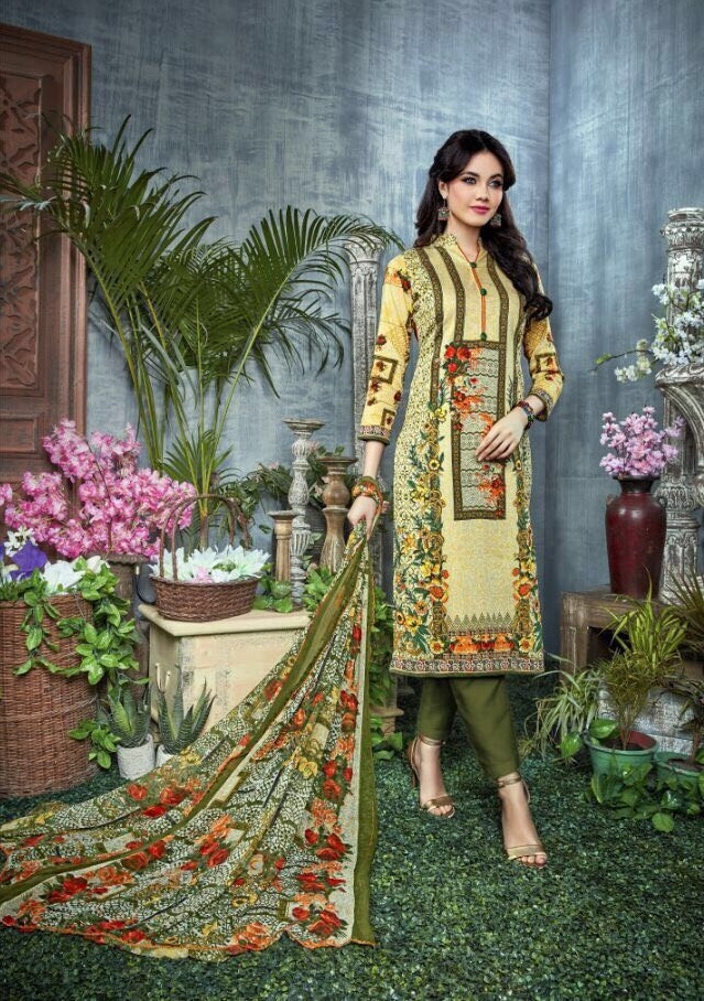 Pink & Yellow Cotton Suit