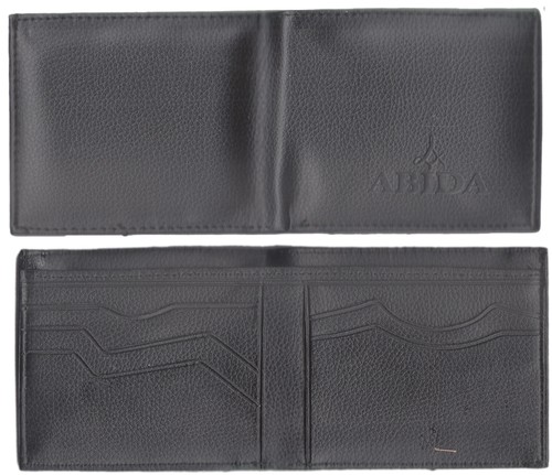 Gents Wallet - PU Leather Folded, Square Shape in Matte Black | Customize Your Logo for Card and Money Use