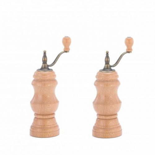 HL 54 Pepper Mill - Rubber Wood, Dia 8.5 x 18 H cm | Ceramic Grinder, Stainless Steel Shaft, Natural Brown Color, Fast Grinding Technique