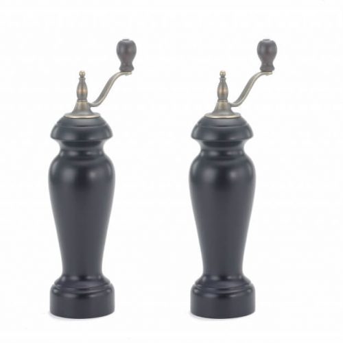HL-57 Pepper Mill - Rubber Wood 6/8 Inch | Black Color, Stainless Steel Top, Ceramic Grinder, Easy to Operate, Hand Crank