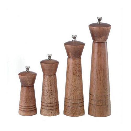 WD Pepper Mill - Rubber Wood, Sizes 4.5"H/6"H/8"H/10"H , Durable Ceramic Grinder with Stainless Steel Shaft