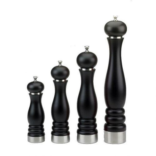 AT2S Pepper Mill - Rubber Wood 4.5"H/6"H/8"H | Cerulean Blue, Stainless Steel Ring, Ceramic Grinder