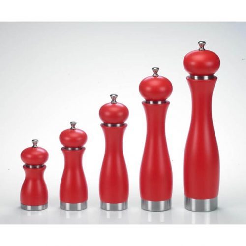 Pepper Mill - Stainless Steel & Rubber Wood, 4.5"h / 6"h / 8"h / 10"h / 12"h, Vibrant Red Color, Ceramic Grinder With Food-grade Metal Shaft