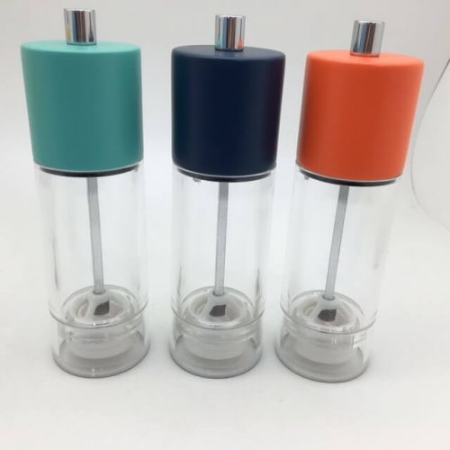 HKB Pepper Mill WT - Rubber Wood + Acrylic, 6.5"H / 8"H | Ceramic Grinder, Colorful Transparent Design