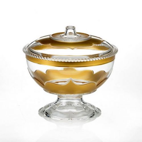 Serving Bowl - Acrylic with Glossy Finish, Gold Embellished, Food Grade Quality, Airtight Lid, Durable Design