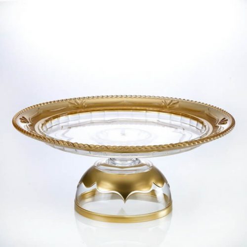 Serving Plate - Acrylic, Glossy Finish, Gold Accents | Lightweight, Unbreakable Design, Precise Dimensions, Elevates Food Presentation