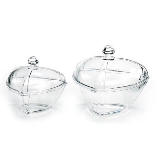 Snacks Server Bowl - Acrylic Material, Set of 2 Transparent Containers with Glossy Finish | Stylish Design for Easy Food Monitoring and Refilling