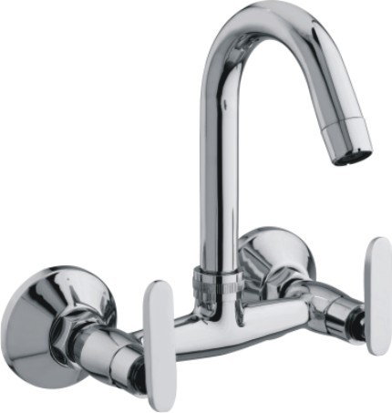 Sink Mixer - Stainless Steel, 5-7 Inch Size, Silver or Chrome Finish - Deck Mounted, Round Shape, User-Friendly Design for Bathroom Sinks
