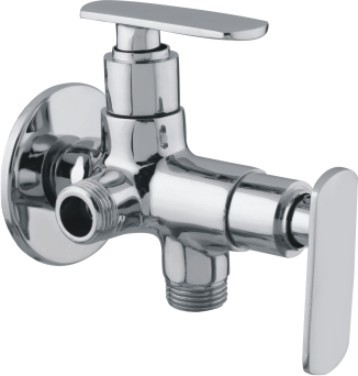 2 in 1 Angle Cock - Stainless Steel, 3-5 Inches, Polished Silver Finish | Round Deck-Mounted Design, Easy-to-Use, Ideal for Kitchens & Bathrooms