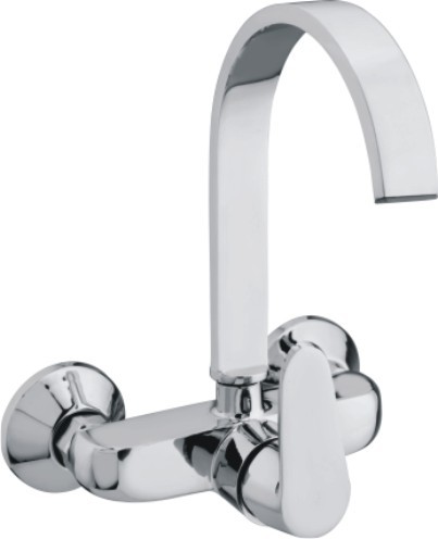 Sink Mixer - Brass, 5-7 Inches, Silver or Chrome Finish | Deck-Mounted, Round Shape, Modern Design, 1-Year Limited Warranty
