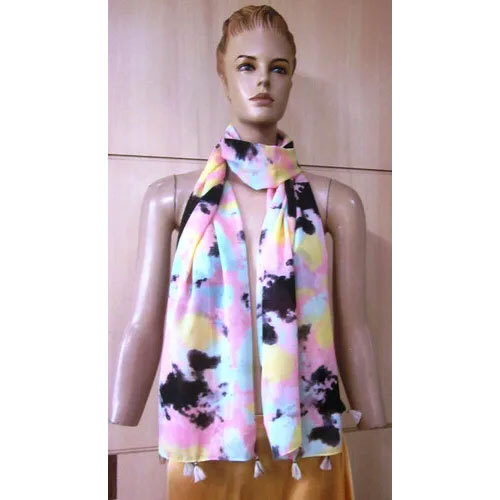 Poly Voile Flower Printed Scarves - Cotton, 50 x 180 cm, Multicolor | Medium Length, Suitable for Summer & Winter, OEM Designs Welcome