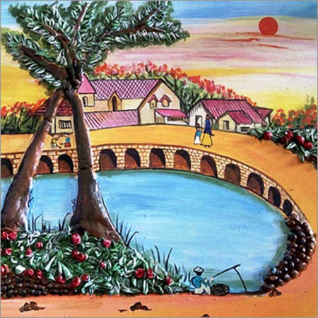 Village Modern Painting - Vibrant Colors, 24x36 inches | Mesmerizing Color Combination, Eye-Captivating Look, Precisely Crafted Design