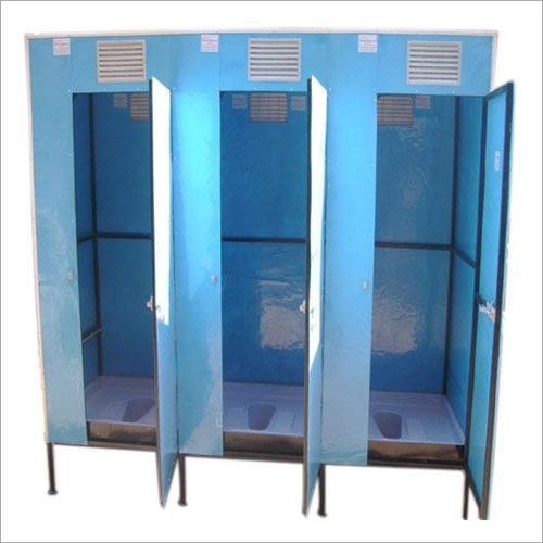 Frp Portable Toilet - 3-seater, Blue | Portable, Eco-friendly Waste Management Via Hydrolysis & Oxidation, Durable And Weather-resistant Design, Proper Ventilation