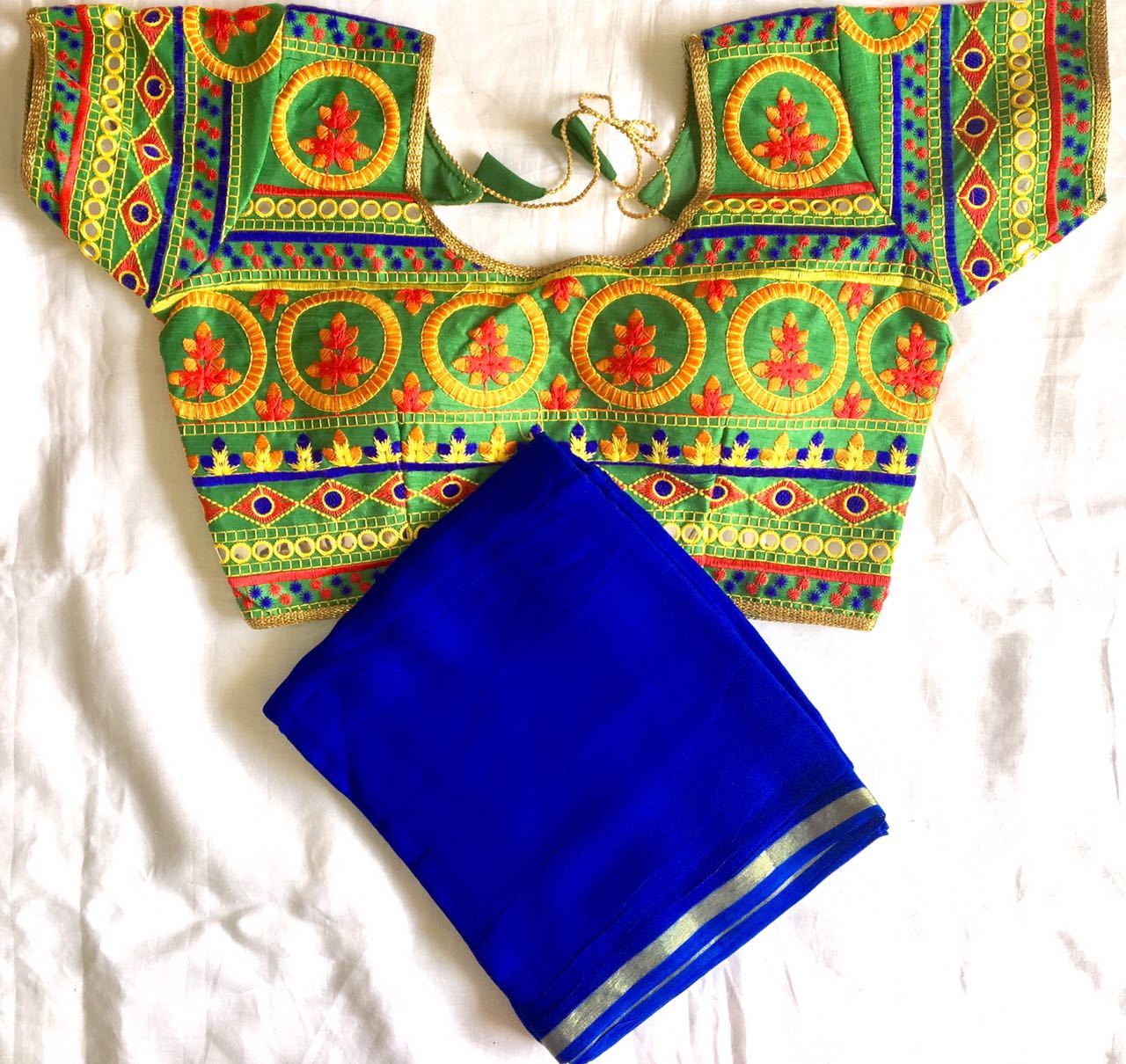 Ladies Designer Blouse - Silk Material, Short Sleeves, Golden Color | Embroidered Pattern For All Season Elegance
