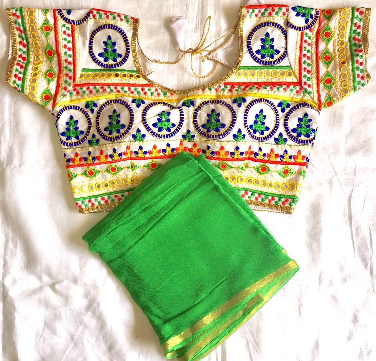 Ladies Designer Blouse - Silk Material, Short Sleeves, Golden Color | Embroidered Pattern For All Season Elegance