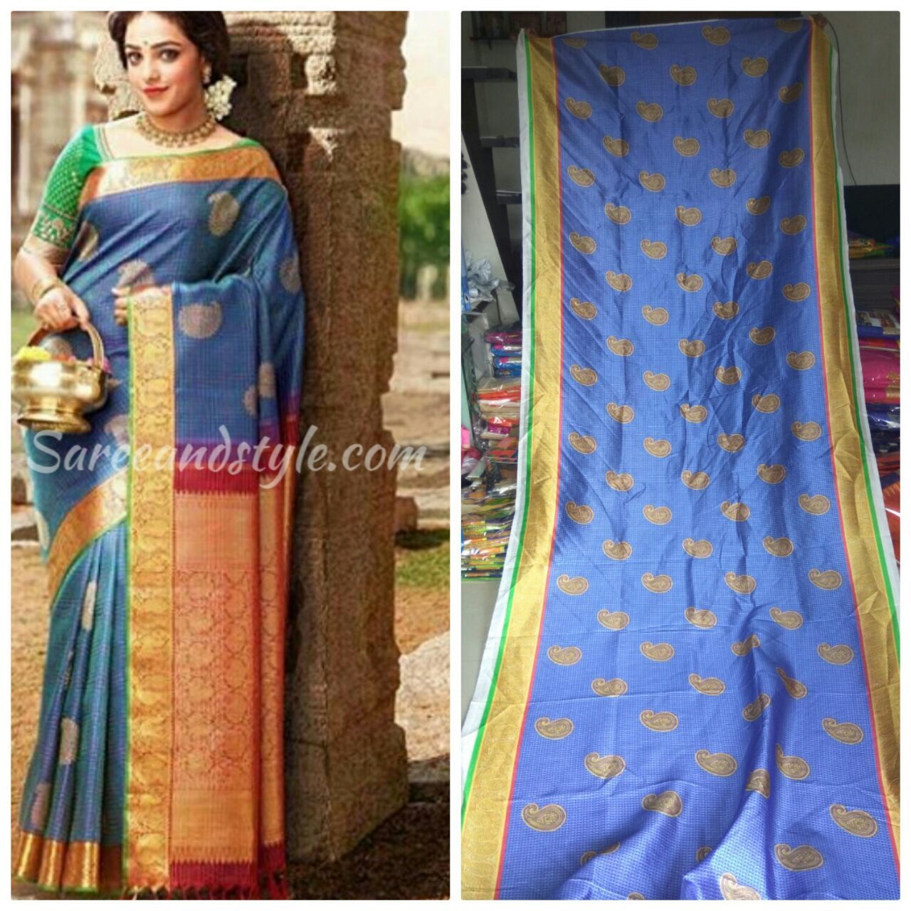 Chiffon Blue Designer Saree