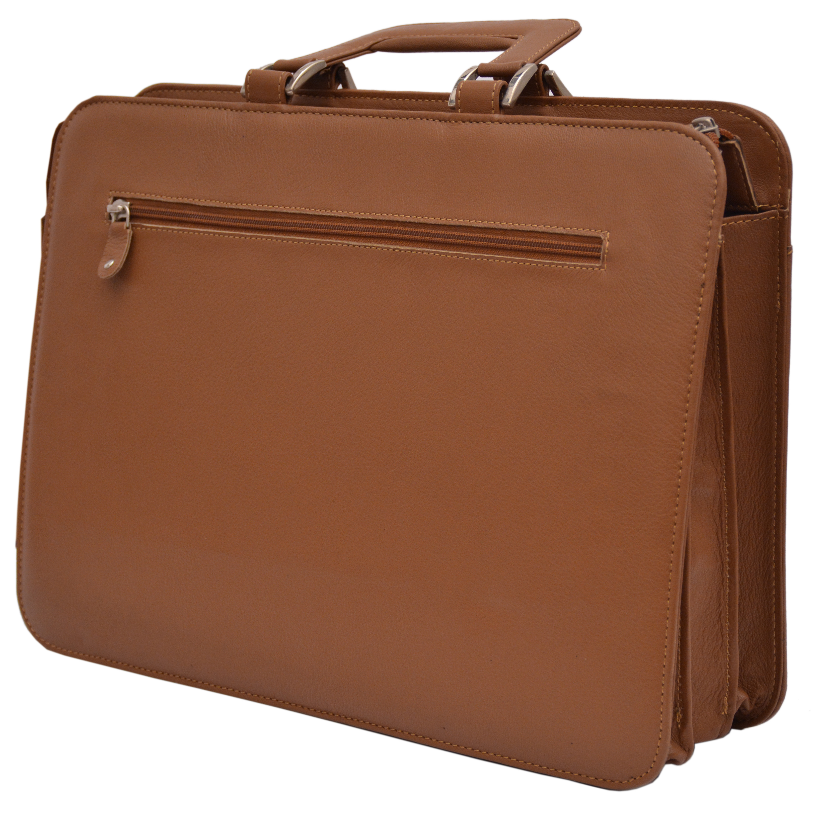 Leather Document Bags - Genuine Leather, 40x29x12 Cm, Cognac Noisette Epsom | Lightweight, Embossed Style, Durable Handle For Easy Carrying