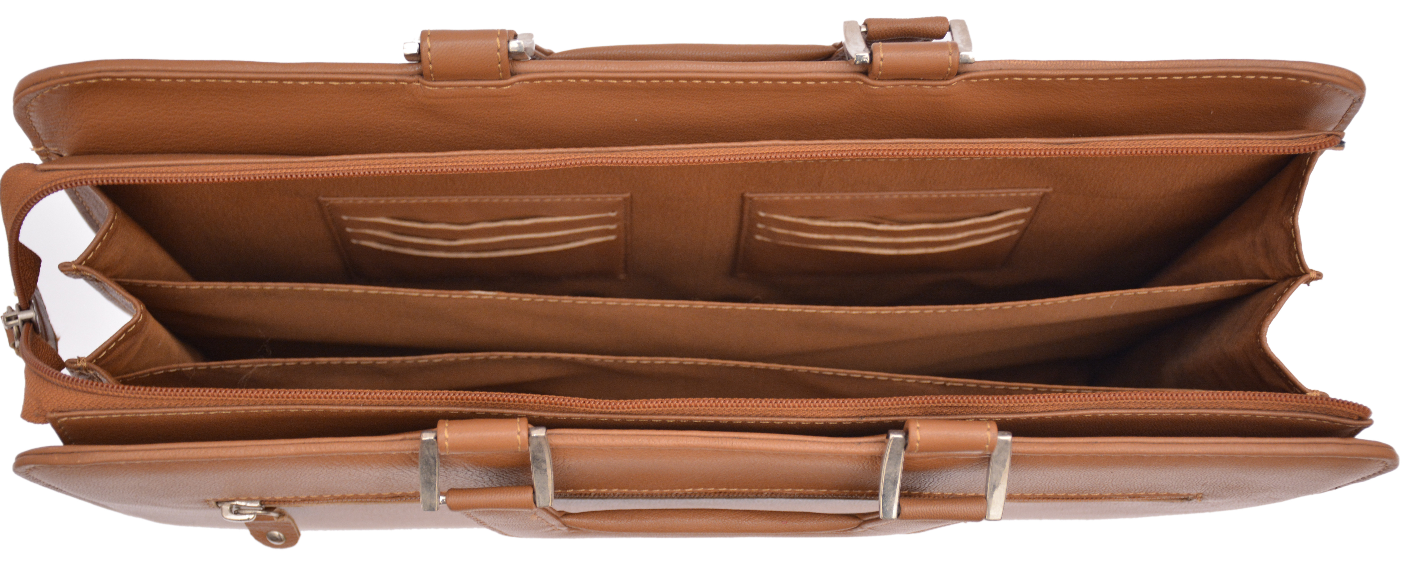 Leather Document Bags - Genuine Leather, 40x29x12 Cm, Cognac Noisette Epsom | Lightweight, Embossed Style, Durable Handle For Easy Carrying