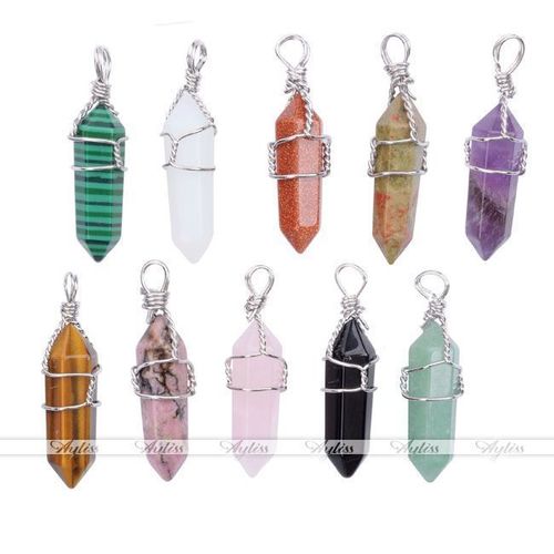 Rock Crystal Wire Wrap Gemstone Charm Pendulum