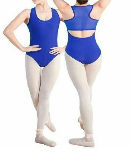 Blue Net Leotard Body Suit - Nylon Fabric, Large Size | Versatile For Rainy, Spring, Summer, And Winter Seasons