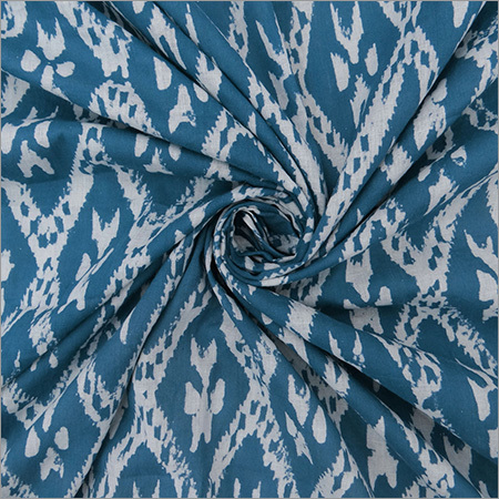 Hand Block Print Ikat Voile Fabric - 100% Cotton, 60x60 Yarn Count | Hand Printed, Light Weight, Soft Textile For Garments, Curtains, Quilting