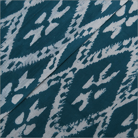 Hand Block Print Ikat Voile Fabric - 100% Cotton, 60x60 Yarn Count | Hand Printed, Light Weight, Soft Textile For Garments, Curtains, Quilting