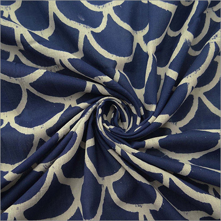 Hand Block Printed Indigo Blue Fabric - 100% Cotton, 60x60 Thread Count, Handmade Light Weight Fabric For Clothing, Curtains & Home Decor
