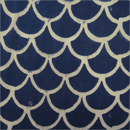 Hand Block Printed Indigo Blue Fabric - 100% Cotton, 60x60 Thread Count, Handmade Light Weight Fabric For Clothing, Curtains & Home Decor