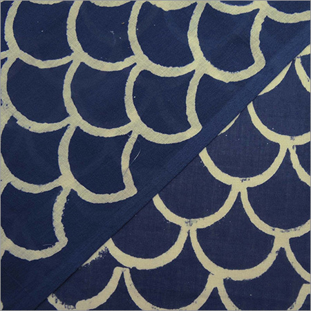 Hand Block Printed Indigo Blue Fabric - 100% Cotton, 60x60 Thread Count, Handmade Light Weight Fabric For Clothing, Curtains & Home Decor