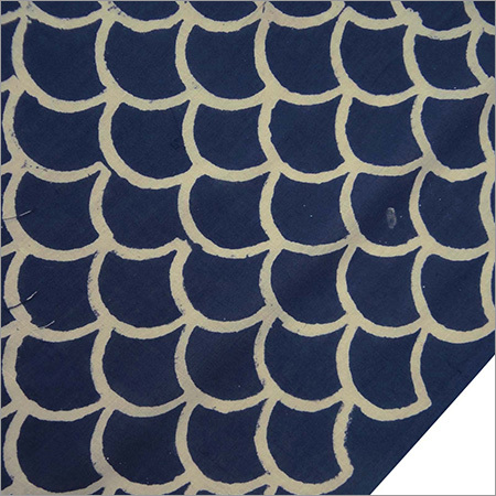 Hand Block Printed Indigo Blue Fabric - 100% Cotton, 60x60 Thread Count, Handmade Light Weight Fabric For Clothing, Curtains & Home Decor