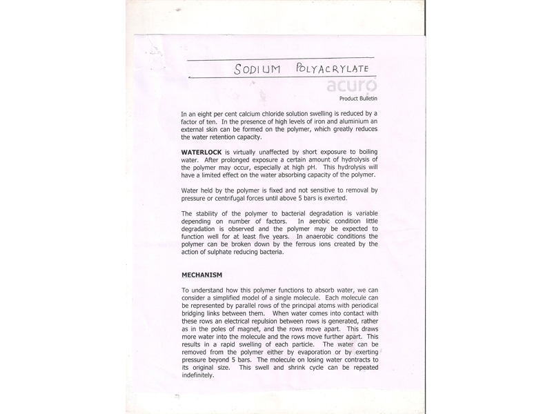 Sodium Poly Acrylate Application: Industrial