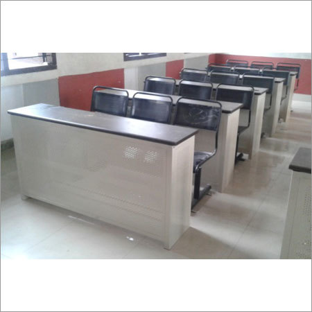 White And Black 3 Seater Desk