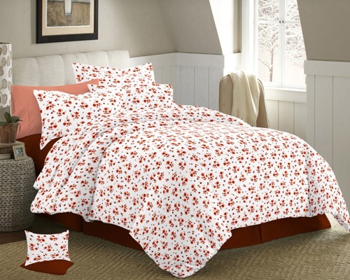 Printed Bedsheet - 100% Cotton Satin, 90x100cm Size, With 2 Pillow Covers, Available In 4 Colors, Printed Pattern, Plain Style