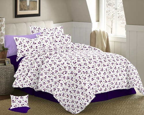 Printed Bedsheet - 100% Cotton Satin, 90x100cm Size, With 2 Pillow Covers, Available In 4 Colors, Printed Pattern, Plain Style