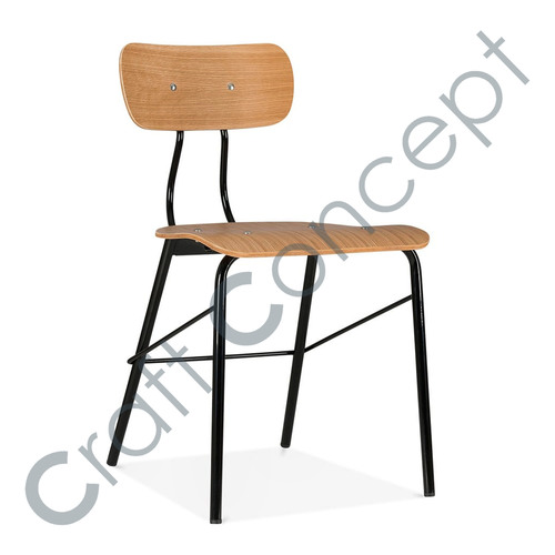 Black Metal & Wood Chair No Assembly Required