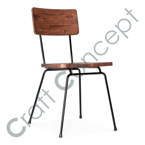 Black Metal & Wood Chair No Assembly Required